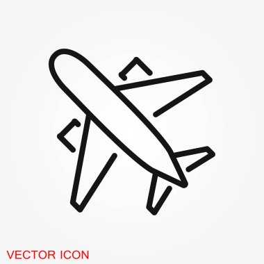 Uçak beyaz arka plan, uçak simge vektör simgesi. Düz simgesi uçak sembolü