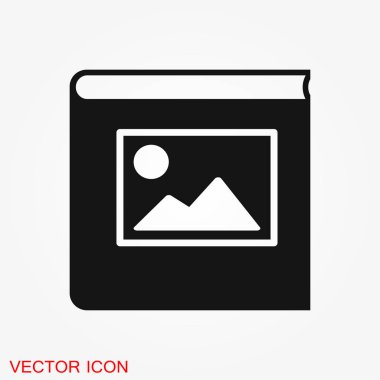 Fotoğraf albümü vektör simgesine beyaz arka plan illüstrasyon