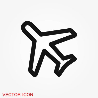 Uçak beyaz arka plan, uçak simge vektör simgesi. Düz simgesi uçak sembolü