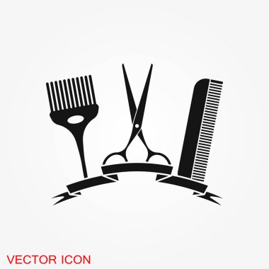 Berber simge vektör, salon saç kurutma makinesi, web ve hareket eden için Saç Kıvırıcı