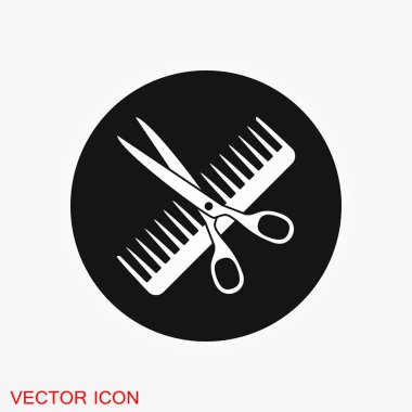 Berber simge vektör, salon saç kurutma makinesi, web ve hareket eden için Saç Kıvırıcı