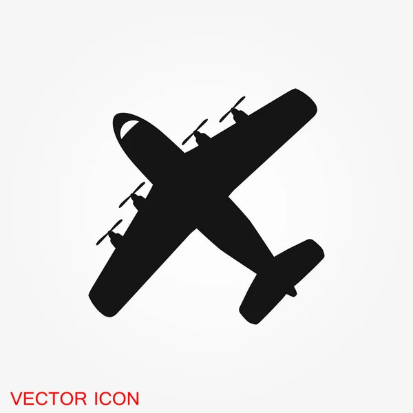 Icono Avión Sobre Fondo Blanco Vector Icono Avión Icono Plano — Vector de stock