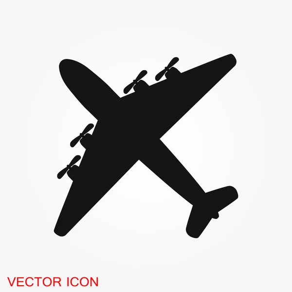 Icono Avión Sobre Fondo Blanco Vector Icono Avión Icono Plano — Vector de stock