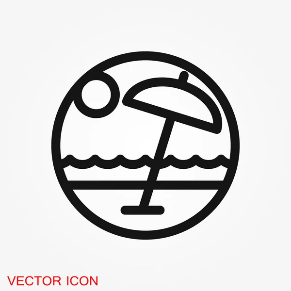 Beach Icon Summer Signs Vector Icon Vacation Tourism — Stock Vector