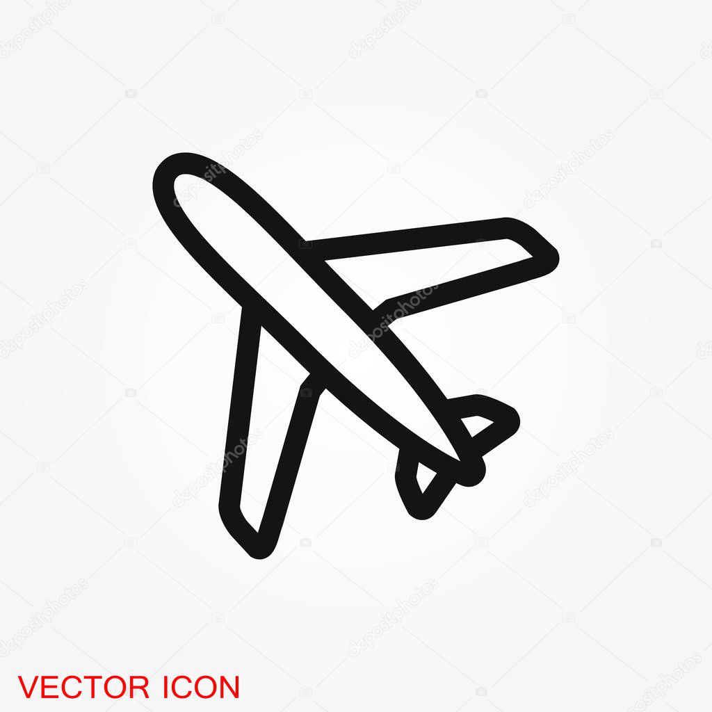 Plane icon on white background, Airplane icon vector. Flat icon aircraft symbol