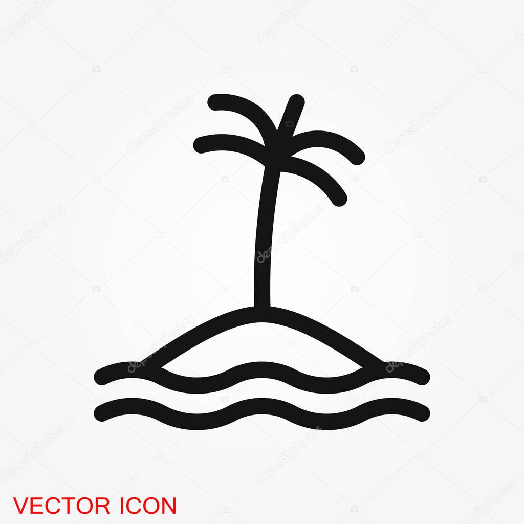 Beach icon, summer signs: vector icon of vacation and tourism