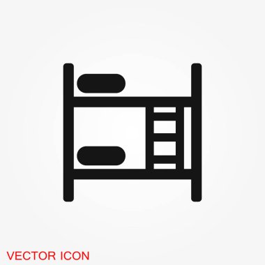 Yatak simge vektör. Basit düz sembolü. Arka plan üzerinde siyah piktogram illüstrasyon.