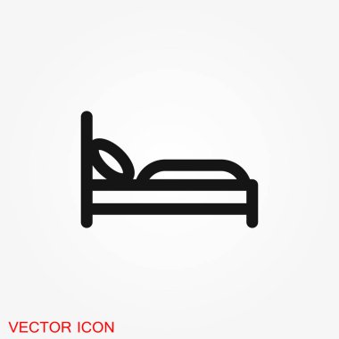 Yatak simge vektör. Basit düz sembolü. Arka plan üzerinde siyah piktogram illüstrasyon.