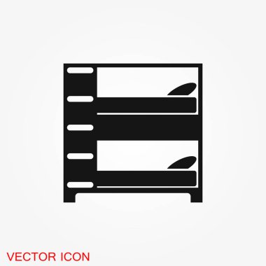 Yatak simge vektör. Basit düz sembolü. Arka plan üzerinde siyah piktogram illüstrasyon.