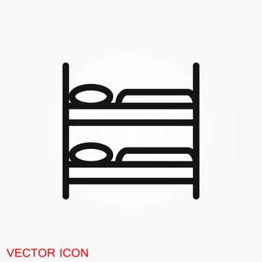 Yatak simge vektör. Basit düz sembolü. Arka plan üzerinde siyah piktogram illüstrasyon.