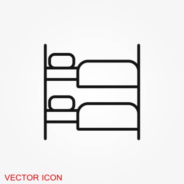 Yatak simge vektör. Basit düz sembolü. Arka plan üzerinde siyah piktogram illüstrasyon.