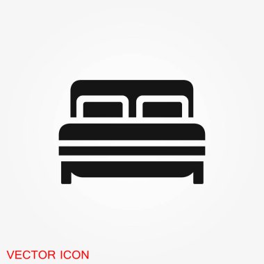 Yatak simge vektör. Basit düz sembolü. Arka plan üzerinde siyah piktogram illüstrasyon.