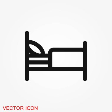 Yatak simge vektör. Basit düz sembolü. Arka plan üzerinde siyah piktogram illüstrasyon.