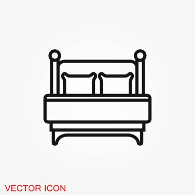 Yatak simge vektör. Basit düz sembolü. Arka plan üzerinde siyah piktogram illüstrasyon.