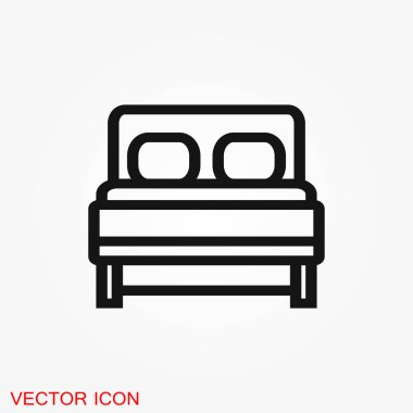 Yatak simge vektör. Basit düz sembolü. Arka plan üzerinde siyah piktogram illüstrasyon.