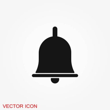 Zil simgesini gri arka plan üzerinde izole trendy düz tarzı. Web sitesi tasarımı, logo, app, Kullanıcı arabirimi bildirim simgesi.