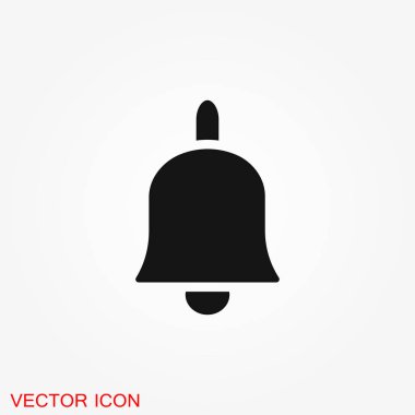 Zil simgesini gri arka plan üzerinde izole trendy düz tarzı. Web sitesi tasarımı, logo, app, Kullanıcı arabirimi bildirim simgesi.