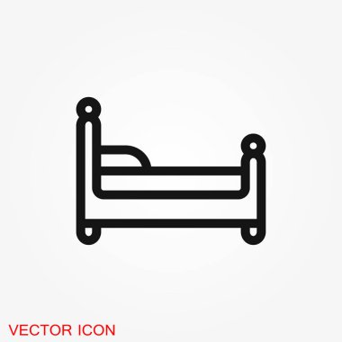 Yatak simge vektör. Basit düz sembolü. Arka plan üzerinde siyah piktogram illüstrasyon.