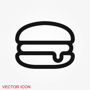 Burger simgesi. Vektör fast food UI ve Ux, Web sitesi veya mobile için ayarla
