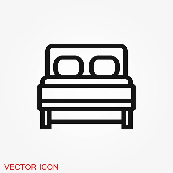 Vector Ícone Cama Símbolo Simples Ilustração Pictograma Preto Fundo — Vetor de Stock