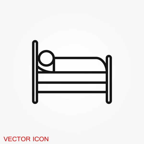 Вектор Кроватной Иконы Простой Плоский Символ Иллюстрация Черной Пиктограммы Фоне — стоковый вектор