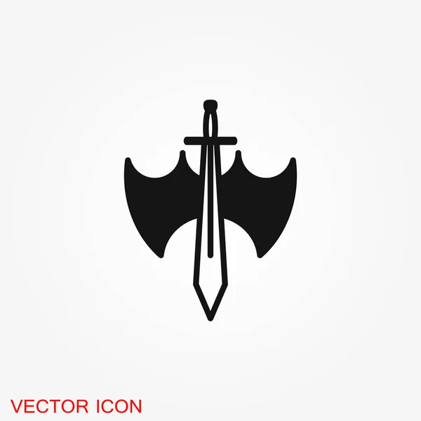 Las Espadas Cruzan Ilustración Icono Esquema Plano Vectorial Aislado Sobre — Vector de stock