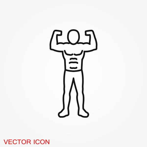 Bodybuilder Icon Muscle Sign Vector Illustration Web Design Banner Print — Stock Vector