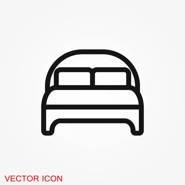 Vector Ícone Cama Símbolo Simples Ilustração Pictograma Preto Fundo — Vetor de Stock