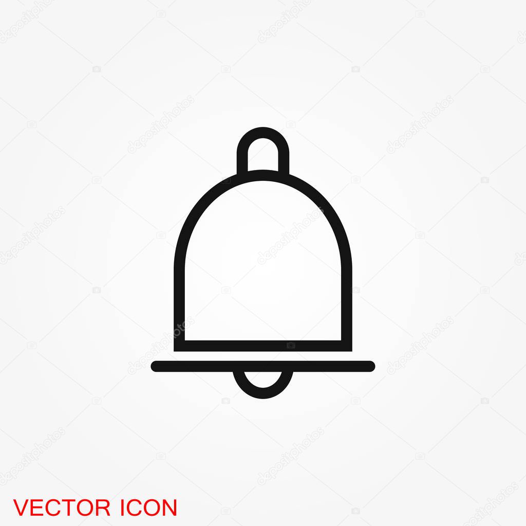Bell Icon in trendy flat style isolated on grey background. Notification symbol for your web site design, logo, app, UI.
