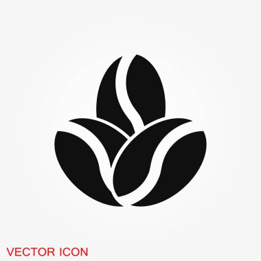 Kahve çekirdeği simgesi. Düz vektör çizim, işaret, sembol