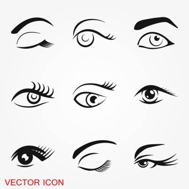 Güzel göz simgesini Kaş fırçası logo, illüstrasyon, vektör işareti simgesi tasarım ile