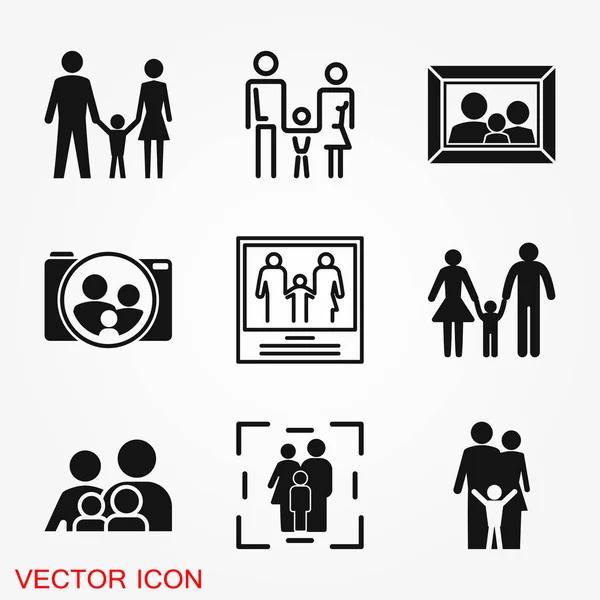 Familienikone Flachen Stil Logo Abbildung Vektorzeichensymbol Für Design — Stockvektor