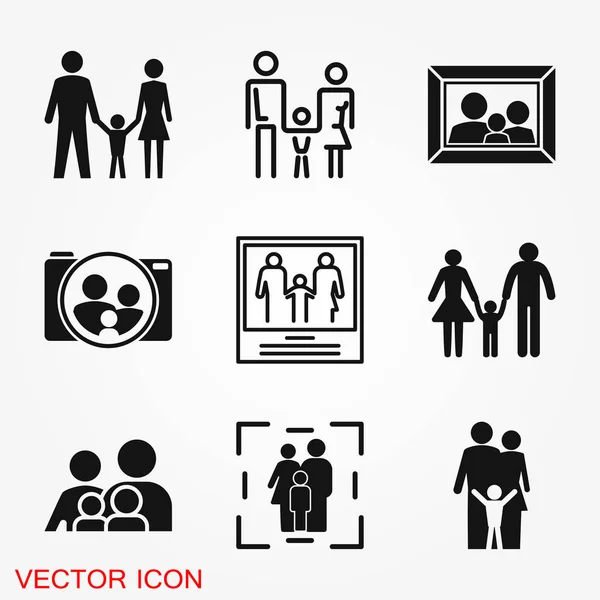 Icono Familiar Estilo Plano Logotipo Ilustración Símbolo Signo Vectorial Para — Vector de stock