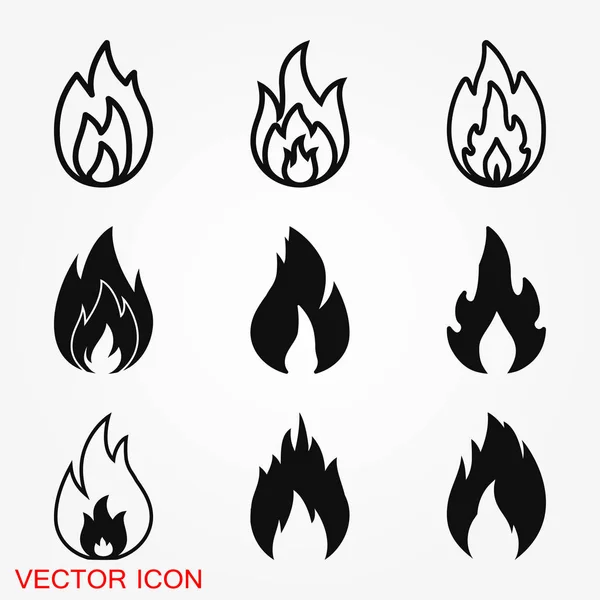 Feuer Symbol Logo Illustration Vektor Zeichen Symbol Für Design — Stockvektor
