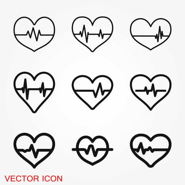 Logo Icône Battement Coeur Symbole Vectoriel Signe Pour Conception — Image vectorielle