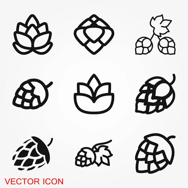 Logo Icono Lúpulo Símbolo Signo Vectorial Para Diseño — Vector de stock