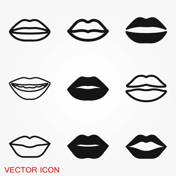 Läppar Ikonen Kyss Ikonen Logotyp Vektor Logga Symbol För Design — Stock vektor