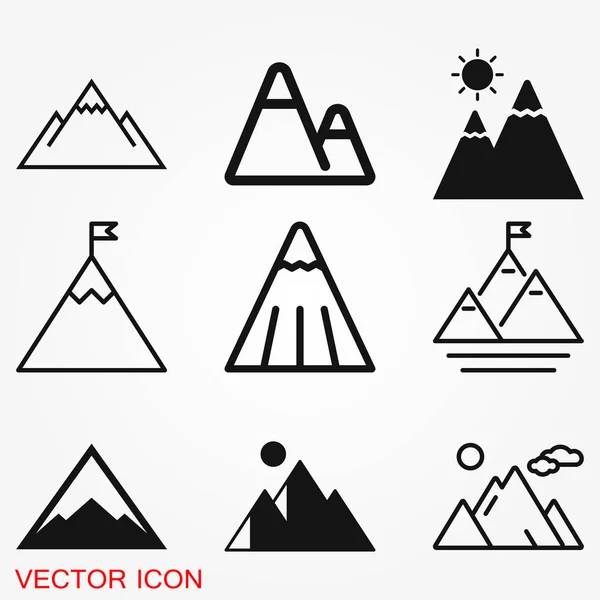 Logotipo de icono de montaña, ilustración, símbolo de signo de vector para el diseño — Vector de stock