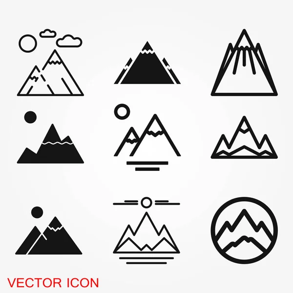 Montanha ícone logotipo, ilustração, símbolo de sinal de vetor para design — Vetor de Stock