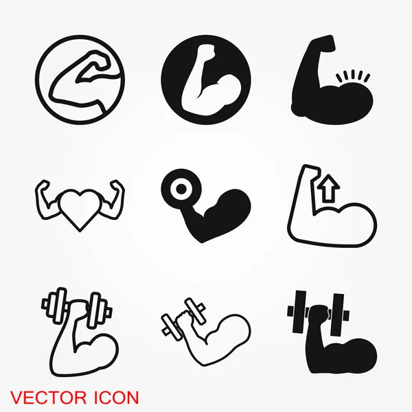Icono del músculo logotipo, ilustración, símbolo de signo vectorial para el diseño — Vector de stock