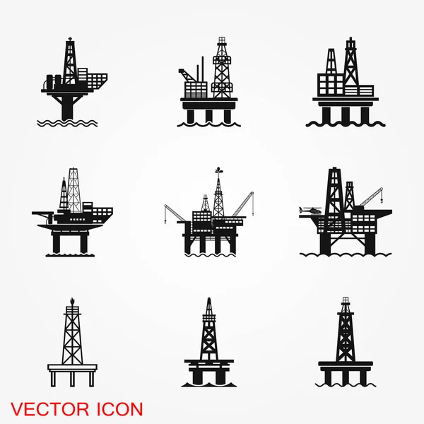 Plataforma petrolera iconfuel logotipo de producción, ilustración, símbolo de signo vectorial para el diseño — Vector de stock