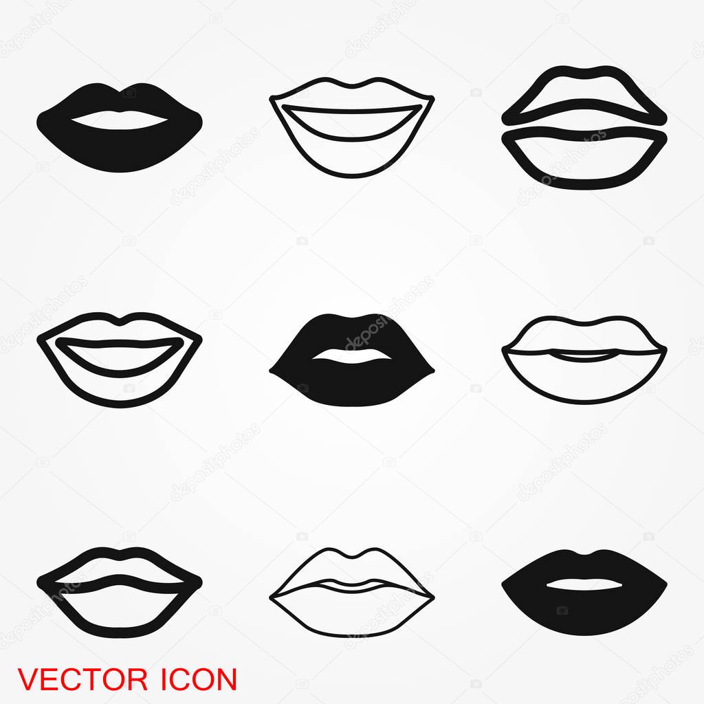 Lips icon, kiss icon logo, vector sign symbol for design