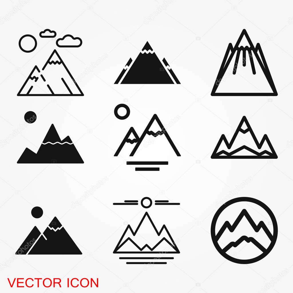 Mountain icon logo, illustration, vector sign symbol for design