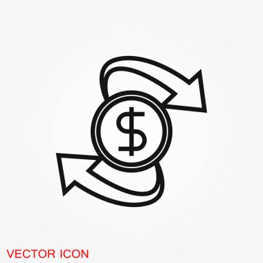 Döviz ve simge dönüştürmek. Ok ticaret dönüş. Vektör çizim.