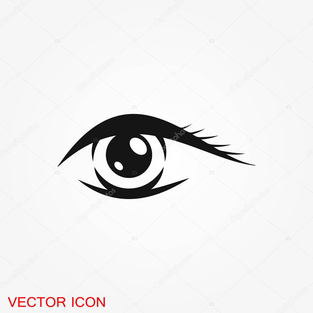Beautiful eye icon with eyebrow brush logo, illustration, vector sign symbol for design