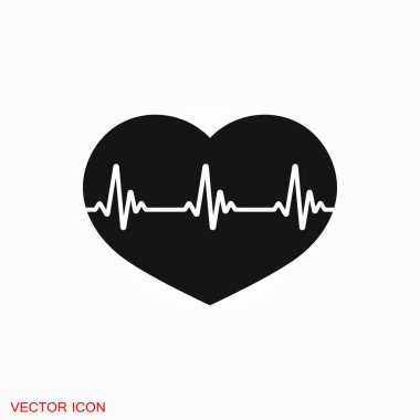Kalp atışı simgesi logo, tasarım vektör işareti simgesi