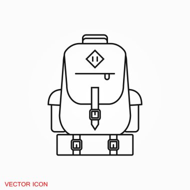 Simge logosu, vektör işareti simgesi tasarım için sırt çantası