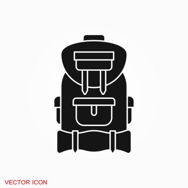 Simge logosu, vektör işareti simgesi tasarım için sırt çantası