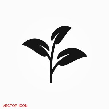 Arka planda, izole simge vektör yaprak, ağaçlar ve bitkiler yaprakları