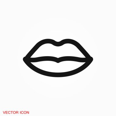 Dudak simgesi, öpücük simgesi logosu, vektör işareti simgesi tasarım için